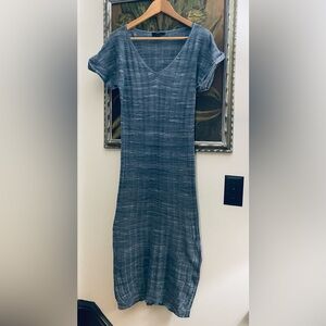 J. Crew Ocean Blue & White Marled Linen Blend Maxi Dress